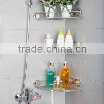 Bathroom corner rack with suction cup