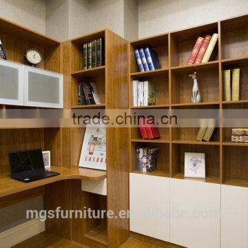 Popular custom high quality bookcase with computer desk