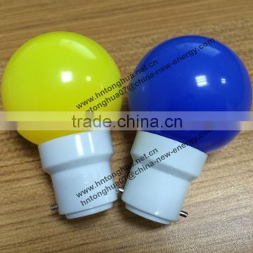 B22 plastic base of LED G45 color light bulb 1W E27 / B22 , PC cover , IP45 , CE & ROHS