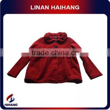 red wool with long sleeve fashion girls clothing kid coat