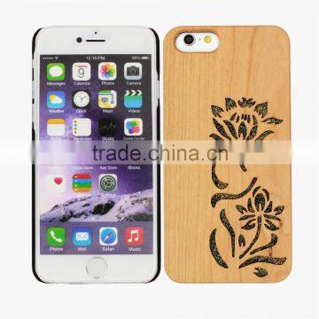 Ocase Hollow Out Blossom Flower PC/TPU + Wood Phone Case for Iphone 6
