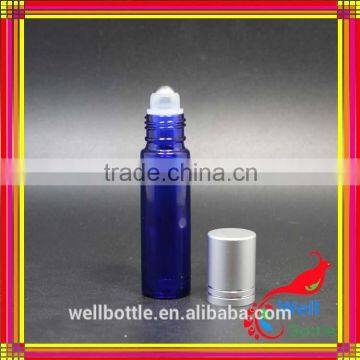 Fashion blue roll on perfume bottle glass 5ml 10ml glass roll on bottle for perfume