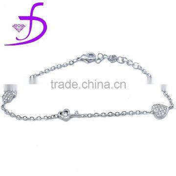 High value rhodium plated custom hamsa charm silver bracelet