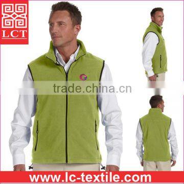 supply 2015 best selling 13-ounce 100% filament polyester Embroidered fleece vest featuring Zip-close pockets(LCTU0041)