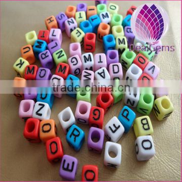 New fashion cube alphabet letter beads 6mm