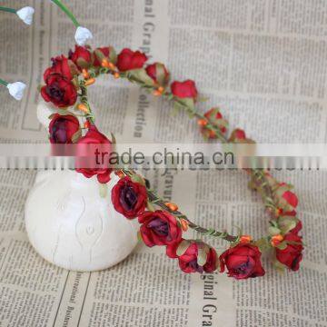 decorative wedding flower garland headwrap for bride headband