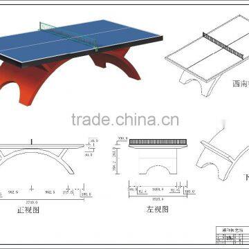 Tainbow shape table indoor/outdoor table Folded portable tennis table