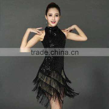 New 2016 Latin Dance Costumes High-grade Sequins Tassel Latin Dance Skirt Costumes Adult Dance Performance Clothing photo-2