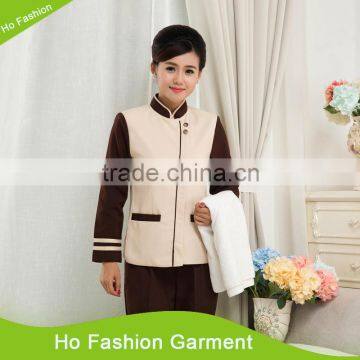 Classic design hotel housekeeping uniform for women