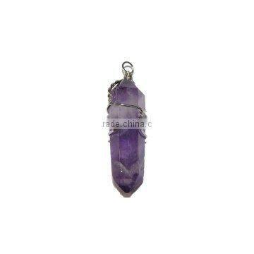 Amethyst Double Point Twisted Wire Pendant