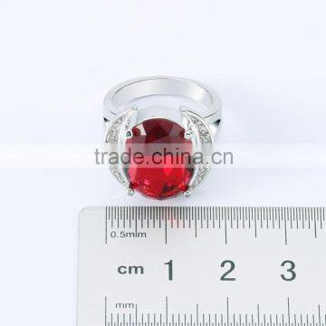 Women's Gender Bling Bling Oval Cut Red Cubic Zircon Ring 18k Gold Plated Jewelry Bridal Ring photo-3