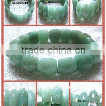 Wholesale natural gemstone faceted green aventurine bracelet & bangle