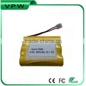 Customized AA Ni-Cd 3.6V 600mAh Cordless Phone battery