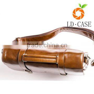 Grained Genuine Leather Men Office Briefcase Shoulder Bag With Shoulder Strap