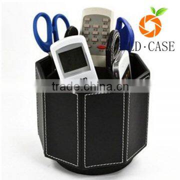 Leather tv remote control holder for hotel guest room, desk organizer, mobile phone holder