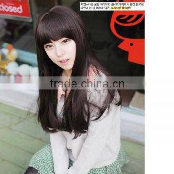 Cheap synthetic asian women natural looking hair wigs long black straight hair wig