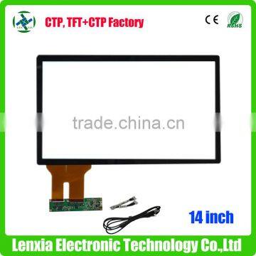 High quality capacitive 16:9 14 inch touch screen panel