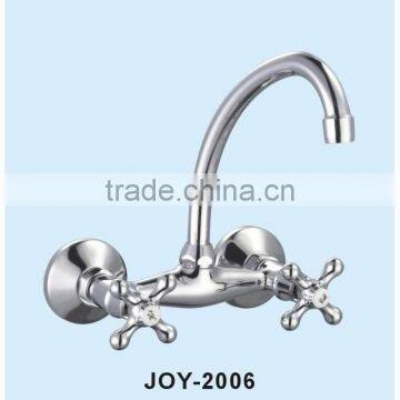 Wall Moulted TWO CROSS HANDLE Brass/ZINC Kitchen Faucet photo-5