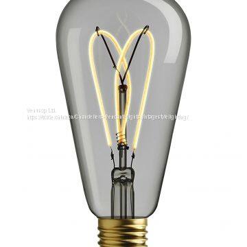 NEW flexible curved filament led bulb 3W E26 2200k led curved filament