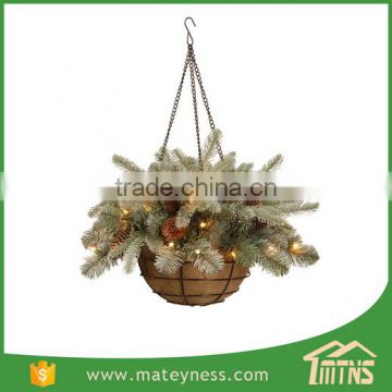 Glittery Lighted Chrismas Decorative Hanging Basket Tree