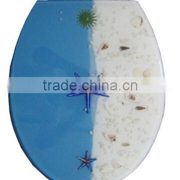 Beach/Sand/Shell Polyresin Toilet Seat,Lucite Toilet Seat,Resin Toilet Seats, 18" Size photo-2