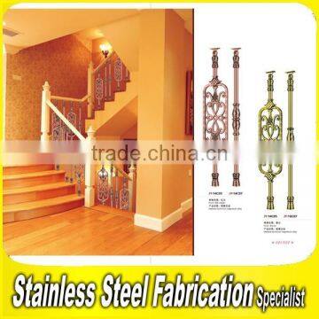 Floor Mounted Indoor Stairs Carving Decorative Aluminum Railing