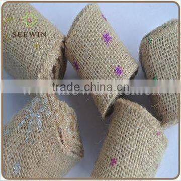 natrual jute ribbon with glitter for flower pack