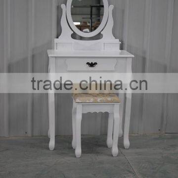 White Dressing Table With Stool, Oval Mirror Bedroom / Cheap Dressing Table With Stool photo-3