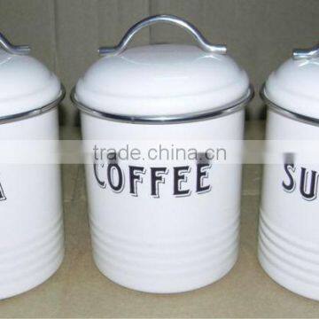 Metal Tea Coffee Sugar Canisters, contemporary style, great quality, boxed