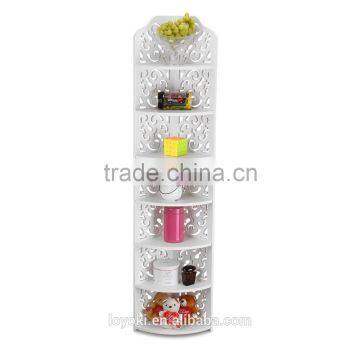 7-Tier Modular Cut-Out Quarter-Circle WPC Corner Shelf Unit White Storage Organizer Display Rack photo-3