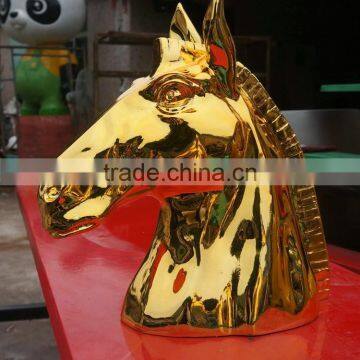Fiberglass Electroplate Horse Head Sculpture Statue photo-4