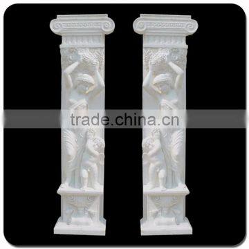 House Pillars Designs Greek Style Natural Marble Pillars With Statues photo-2