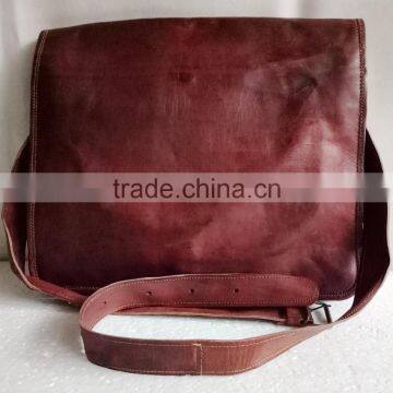 High Quality Classic Design Handmade Vintage Pure Goat Leather Office Bag photo-2