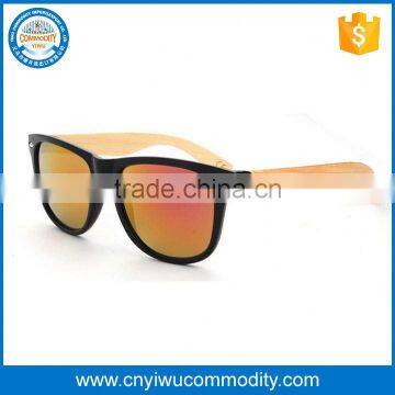 Fashion Mirrored Lens Sunglasses with Bamboo Legs