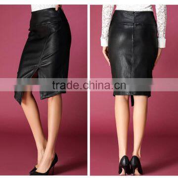 Real Sheep Leather Skirts PU Leather Beautiful Step Skirts High-waisted Pencil Skirt photo-4