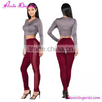 drop shipping cheap red wine long sexy gym ladies tights