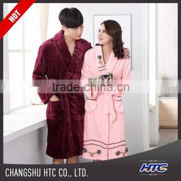 Men Women Jacquare Coral Fleece spa hooded bathrobe