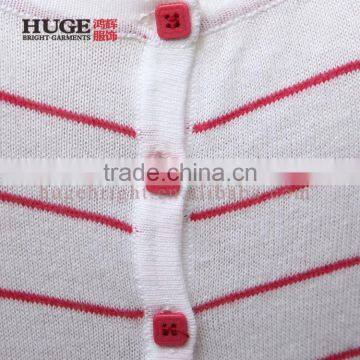Women Two-tone Striped Cotton Cardigan With Long Sleeves, Button Closure Front photo-3