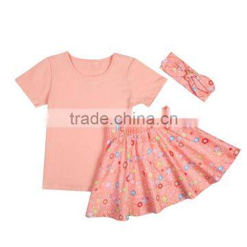 Summer Kids Pleated Skirts Suit Baby Girl Toddler Fashion Clothing Set With Headband Made in China for Sale photo-6