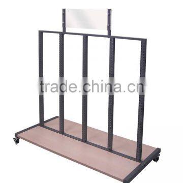 Double Hangrail Merchandiser With White Shelves Garment Display photo-6