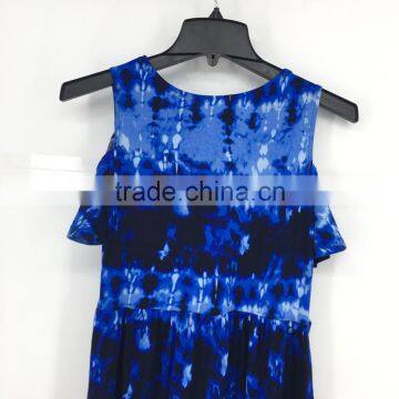 Girl's Stock Fashion Dip Dye Washed Colder Shoulder Summer Dress photo-6