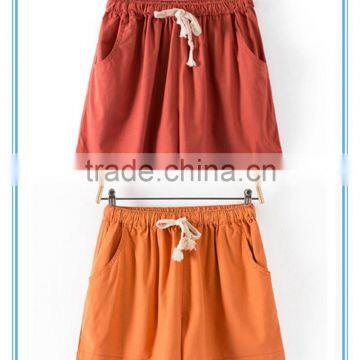 Wholesale Women Summer Beach Girl Cotton Linen Shorts 15 Colors Plus Size photo-3
