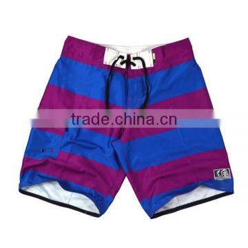 Purple Blue Color Stripe Design Board Shorts for Men photo-2
