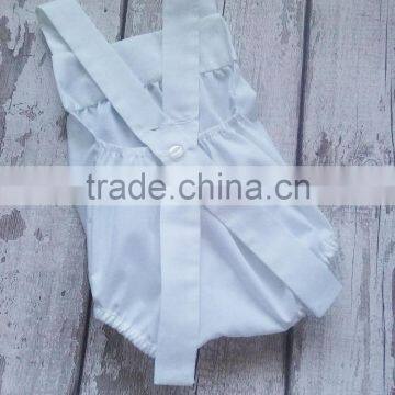Soft Children Frocks Designs Clothing Baby Plain White Bodysuit Infant Girls Boutique Romper photo-3