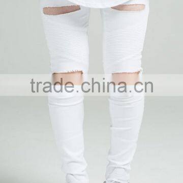 Fashion White Men Pants 2016 Biker Skinny Denim Pants Long Pants Legging Jeans photo-3