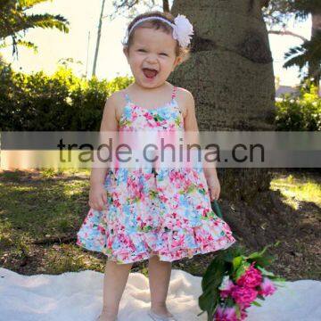 Small MOQ Children Daily Wear Clothes New Design Floral Printing Kid Girl Dress