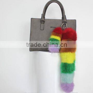 Myfur Factory Design Customized Brand Fox Tail Keychain Faux Fox Tails Cheap Fake Fur Fox Tail Keyring photo-3