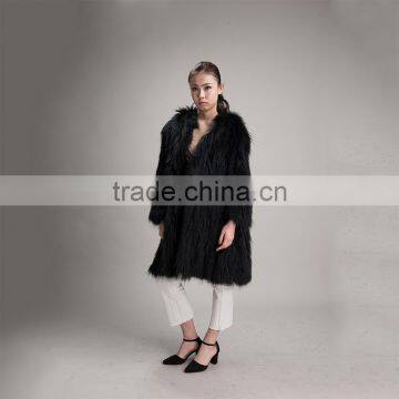 Myfur Wholesale Black Winter Warm Raccoon Fur Hood Knitted Fur Jacket For Women photo-6