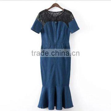 EY0549A 2015 New Desgin Women Bud Silk Joining Together the Tail Cowboy Dress photo-2