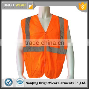 ANSI 107-2015 polyester orange mesh fluorescent vest